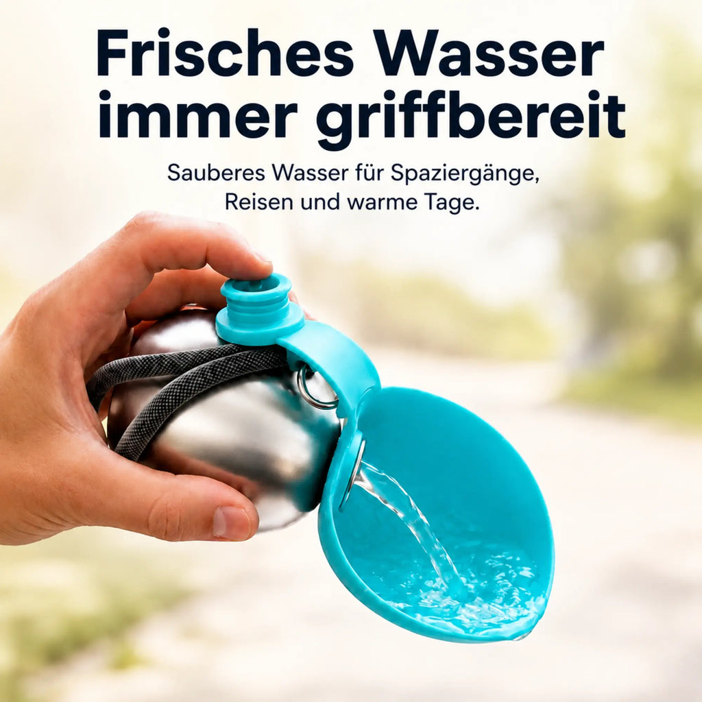Pfotenpause|Tragbare Hundetrinkflasche aus Edelstahl
